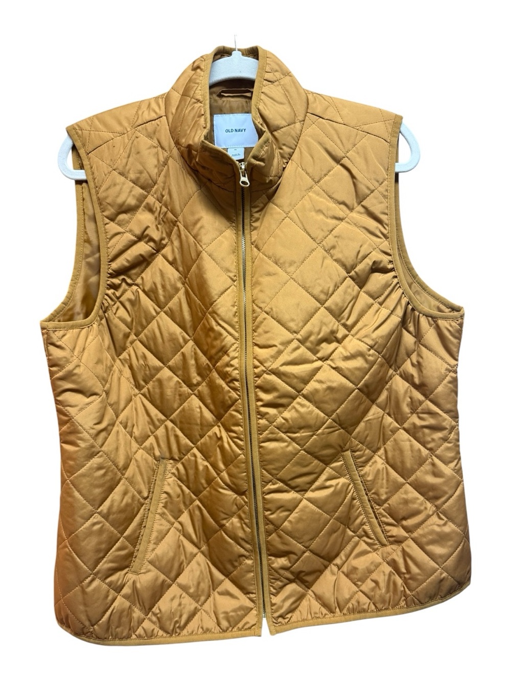Old Navy Lightweight Diamond-Quilted Equestrian Vest – Camel / Mustard, Size XL